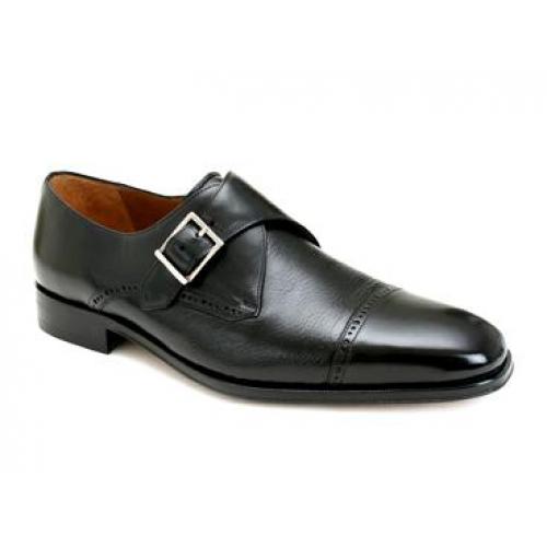Mezlan "Mercker II" Black Genuine Italian Calfskin Loafer Shoes with Buckle